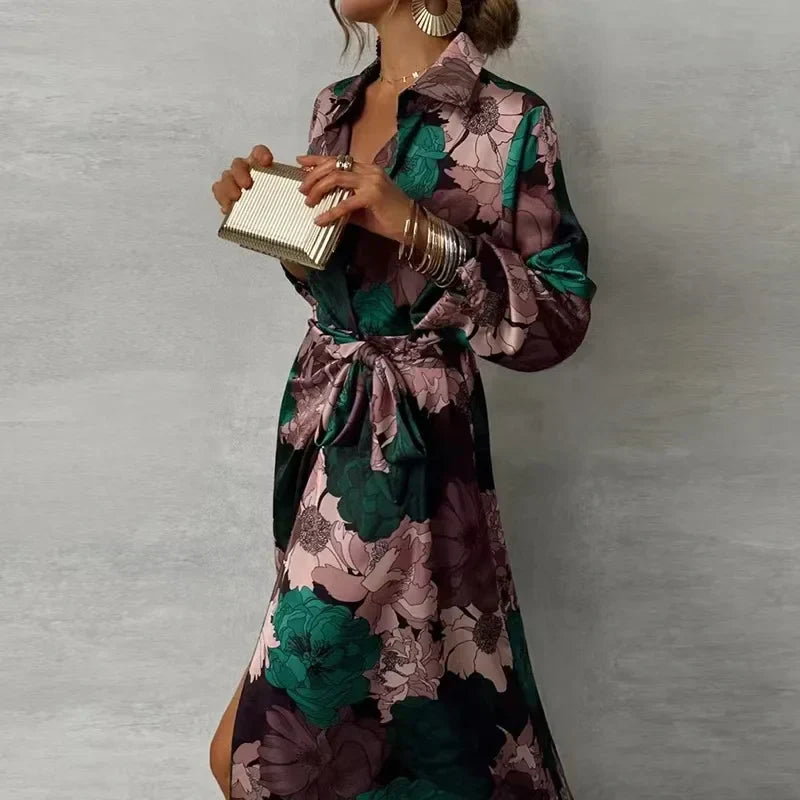 Women Dress | Maxi Length with Waist Belt and Collar