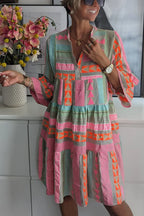 Pink Tiered Swing Midi Dress for Women | Boho Casual Summer