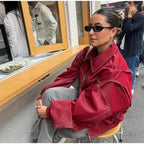 Burgundy Oversized Bomber Jacket for Women | Casual Layering Outerwear