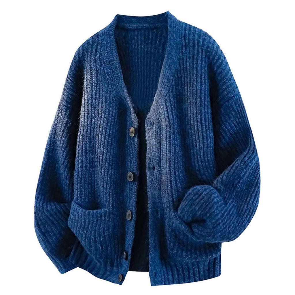 Relaxed Fit V Neck Knit Cardigan with Front Pockets for Women | Casual Wear