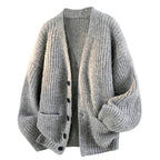 Relaxed Fit V Neck Knit Cardigan with Front Pockets for Women | Casual Wear