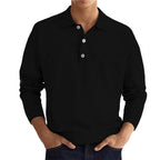 Polycotton Knitted Long Sleeve Polo Shirt for Men | Collared Top