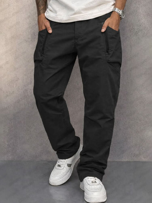 Cotton Cargo Trousers for Men with Zip Pockets