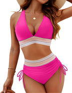 Women Bikini | Halter V Neck High Waist Side Tie