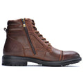 Brown Leather Laced Side Zip Boots for Men | Autumn Winter Outdoor Wear