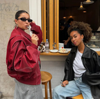 Burgundy Oversized Bomber Jacket for Women | Casual Layering Outerwear