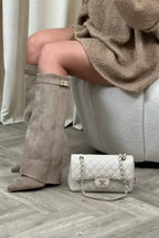 Leather or Suede Tall Heeled Boots for Women | Slim Leg Shaft Winter Wear