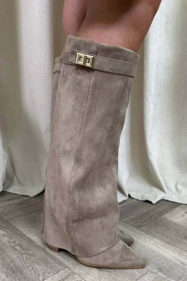 Leather or Suede Tall Heeled Boots for Women | Slim Leg Shaft Winter Wear