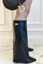 Leather or Suede Tall Heeled Boots for Women | Slim Leg Shaft Winter Wear