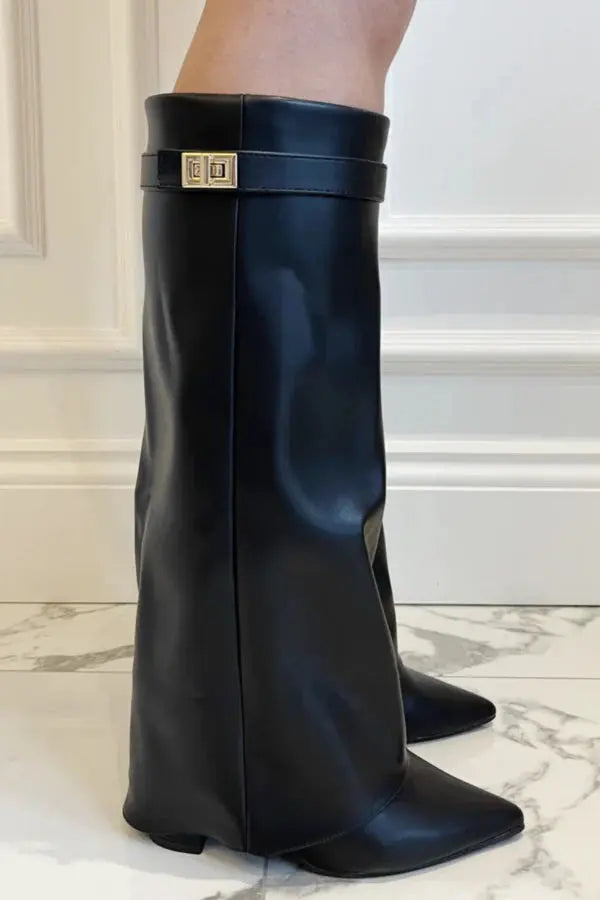 Leather or Suede Tall Heeled Boots for Women | Slim Leg Shaft Winter Wear