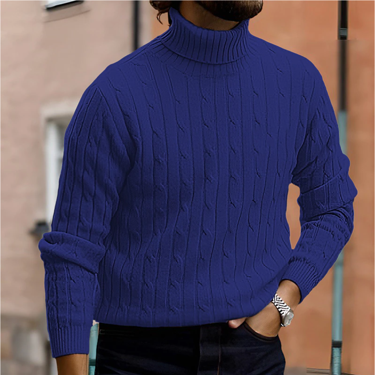 Men Sweater | Turtleneck cable knit with long sleeves