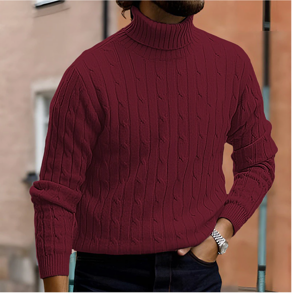 Men Sweater | Turtleneck cable knit with long sleeves