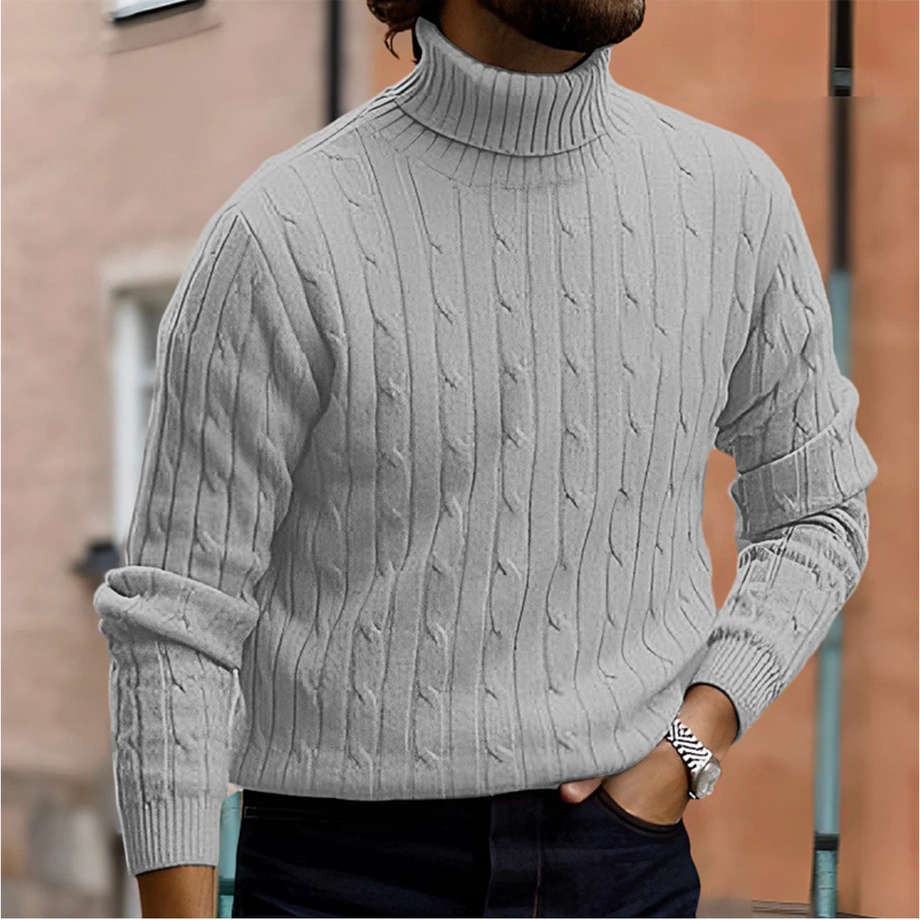 Men Sweater | Turtleneck cable knit with long sleeves
