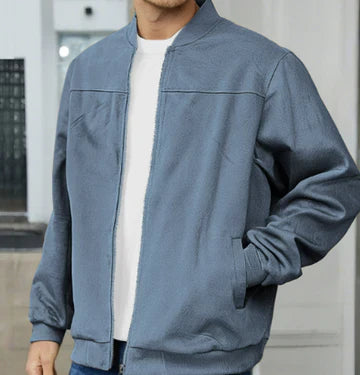 Men Bomber Jacket | Zip front with stand collar and fitted cuffs