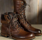 Dark Brown Leather Ankle Boots with Flexible Fit and Breathable Lining for Women