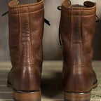 Dark Brown Leather Ankle Boots with Flexible Fit and Breathable Lining for Women