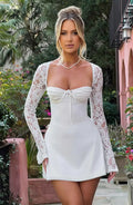 White Lace Long Sleeve Mini Dress for Women | Evening & Occasion Wear