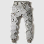 Khaki Cargo Jogger Trousers for Men with Elastic Waist and Side Pockets