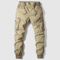 Khaki Cargo Jogger Trousers for Men with Elastic Waist and Side Pockets
