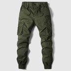 Khaki Cargo Jogger Trousers for Men with Elastic Waist and Side Pockets