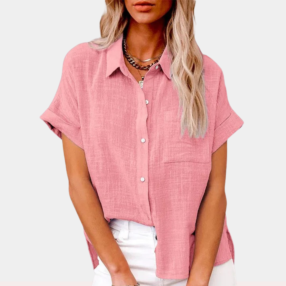 Women Blouse | Short Sleeve with Button Front and Collar