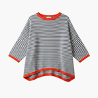 Women Tops | Long Sleeve Striped Top with Contrast Trim