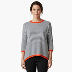 Women Tops | Long Sleeve Striped Top with Contrast Trim