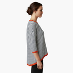 Women Tops | Long Sleeve Striped Top with Contrast Trim