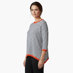 Women Tops | Long Sleeve Striped Top with Contrast Trim