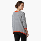 Women Tops | Long Sleeve Striped Top with Contrast Trim