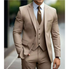 Three Piece Suit with Double Button Waistcoat and Trousers for Men