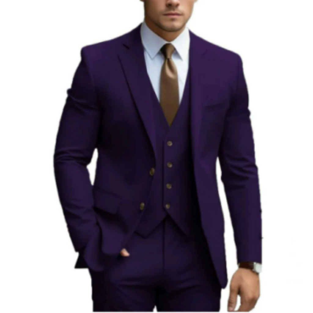 Three Piece Suit with Double Button Waistcoat and Trousers for Men