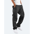 Wide Leg Full Length Casual Trousers with Multiple Pockets for Men