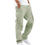 Wide Leg Full Length Casual Trousers with Multiple Pockets for Men