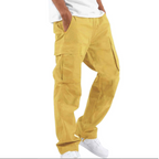 Wide Leg Full Length Casual Trousers with Multiple Pockets for Men