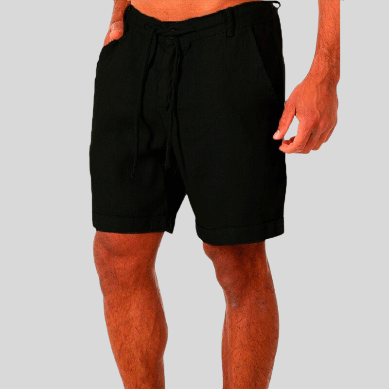 Light Blue Linen Drawstring Shorts for Men