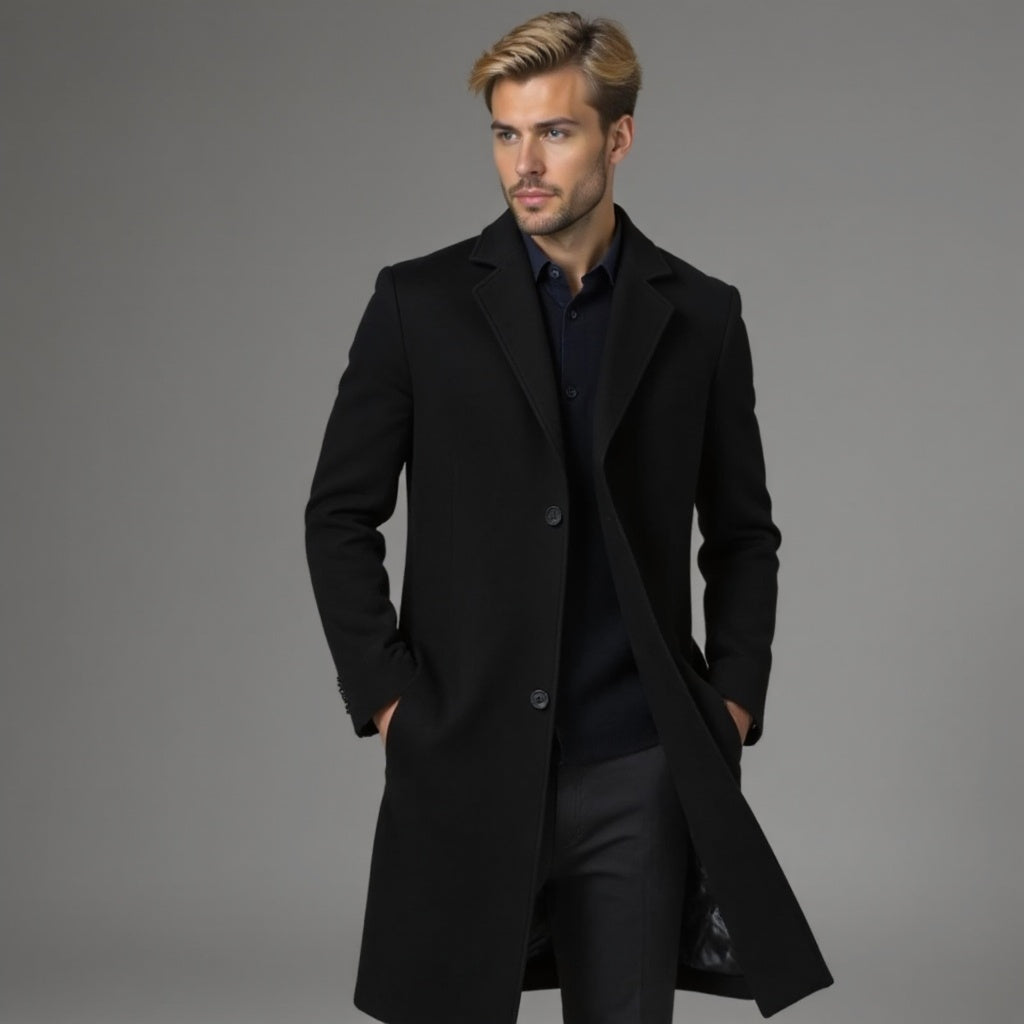 Grey Slim Fit Winter Coat for Men | Classic Formal Occasion Wear