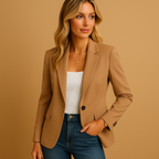 Women's Regular Fit Tailored Blazer with Notched Lapel and Flap Pockets