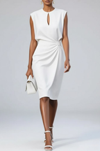 Ruched Waist Sleeveless Midi Dress for Women | Wedding & Formal Events