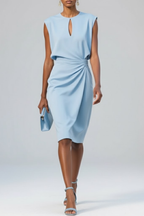 Ruched Waist Sleeveless Midi Dress for Women | Wedding & Formal Events