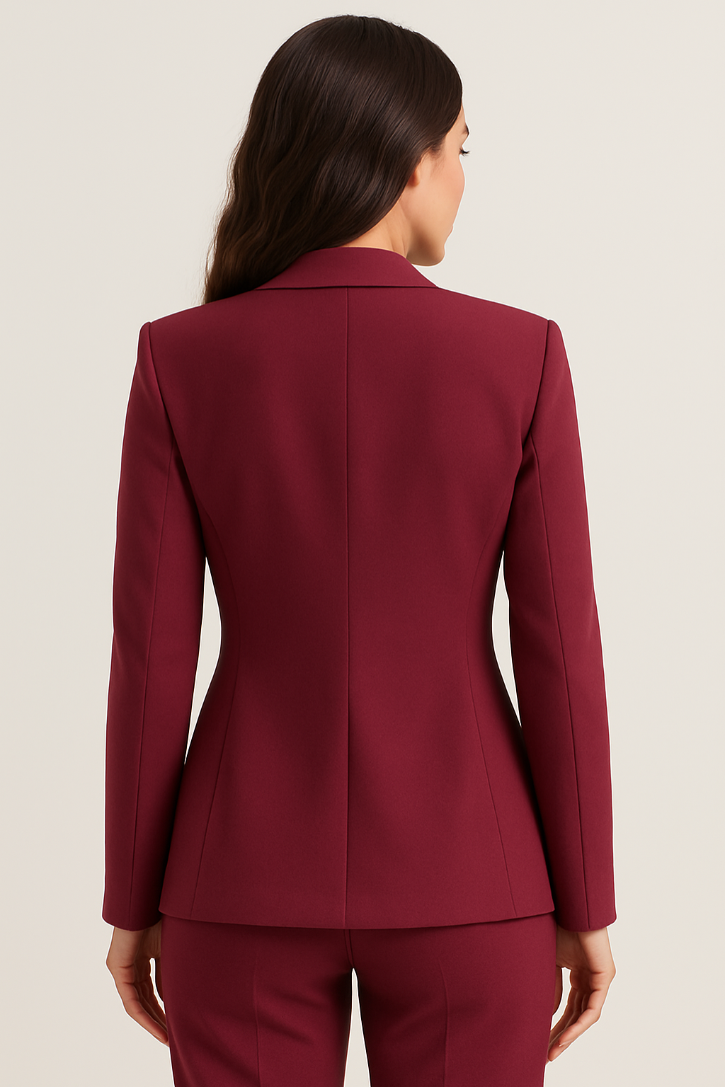 Wine Red Tailored Single Button Blazer for Women