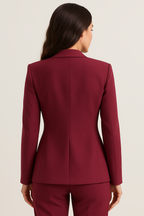 Wine Red Tailored Single Button Blazer for Women