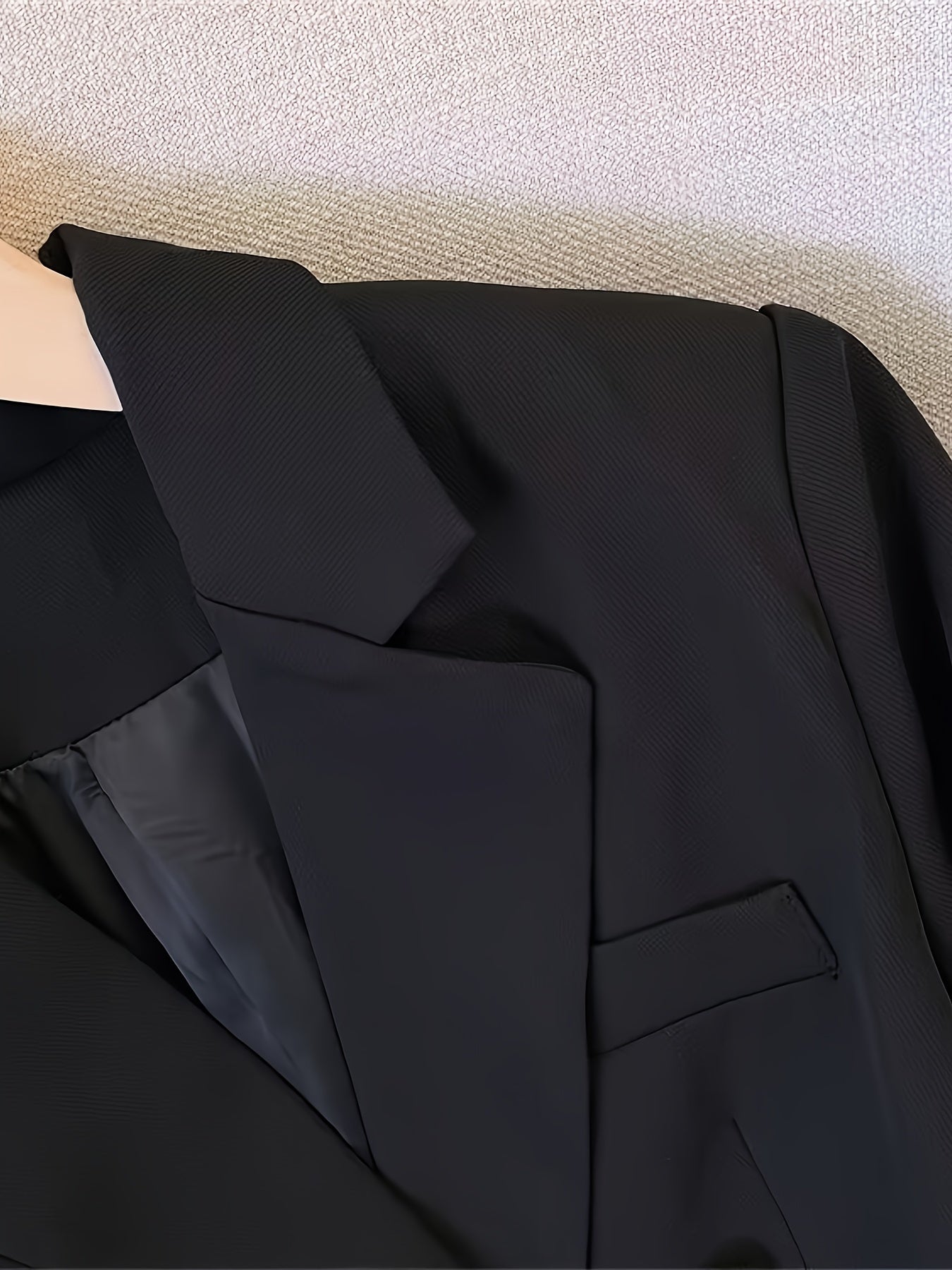 Women's Double-Breasted Woven Blazer with Notched Lapel