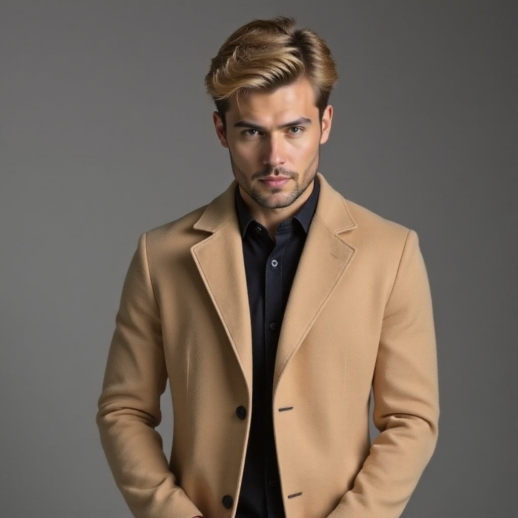 Grey Slim Fit Winter Coat for Men | Classic Formal Occasion Wear