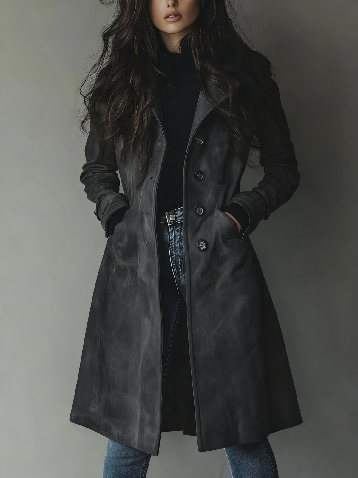 Trench Coat for Women in Brown, Dark Blue or Dark Grey | Vintage Style
