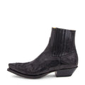 Black Leather Stitched Slip On Pointed Toe Western Ankle Cowboy Boots for Men