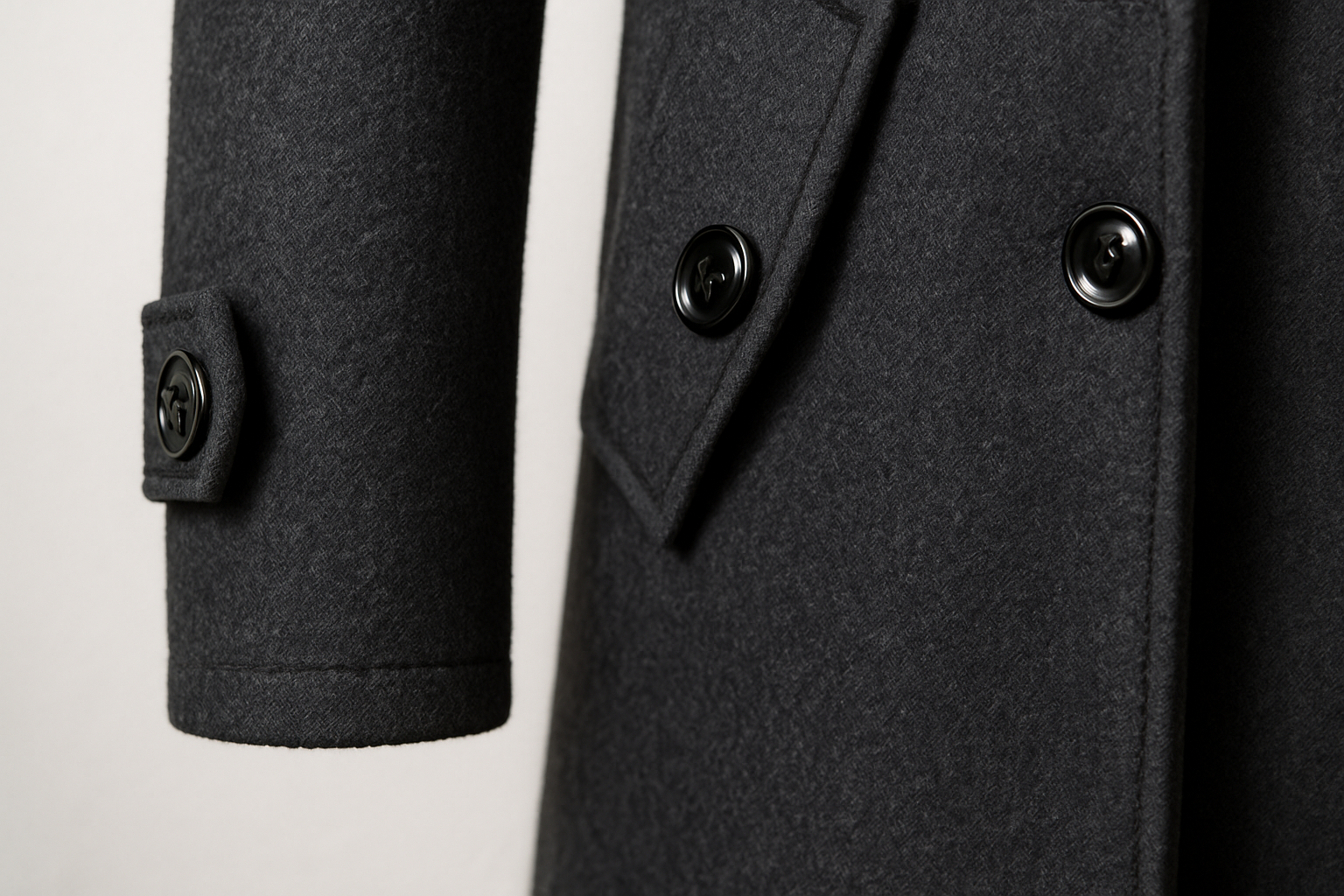 Wool Blend Double-Breasted Long Overcoat for Men