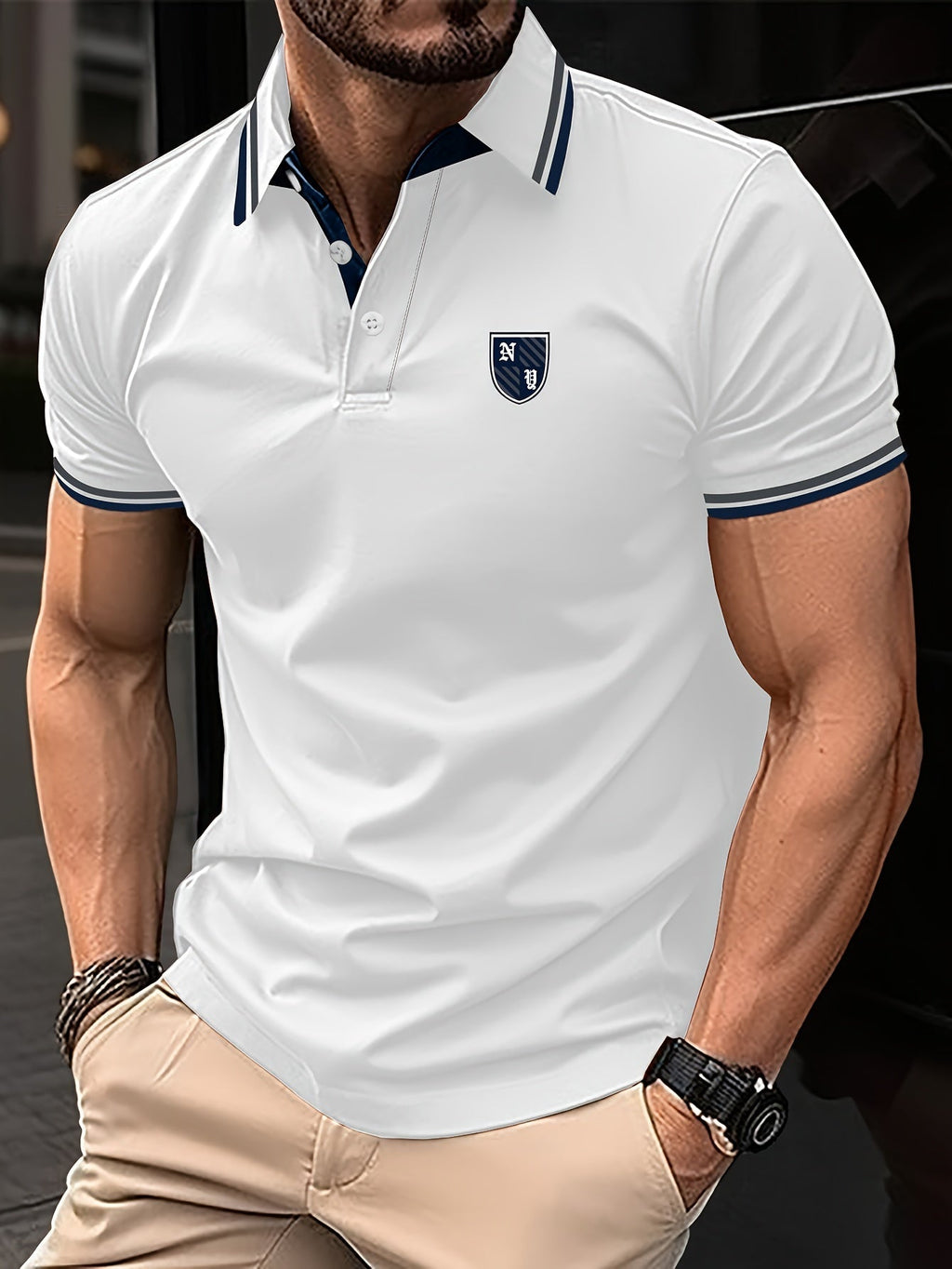 Yellow Striped Short Sleeve Knit Polo Shirt for Men | Regular Fit Summer Wear