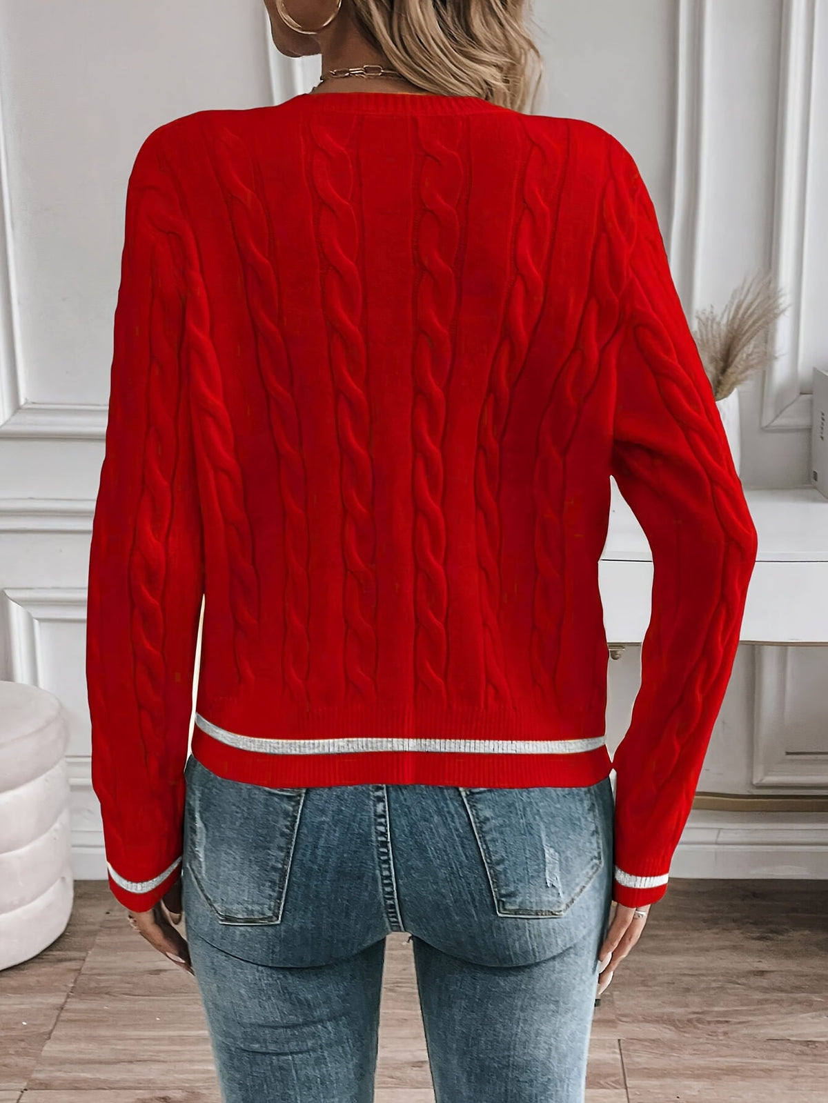 Cable Knit Open Front Buttoned Cardigan for Women | Work and Casual Wear