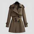 Double Breasted Mid Length Trench Coat for Women | Spring Autumn Outerwear